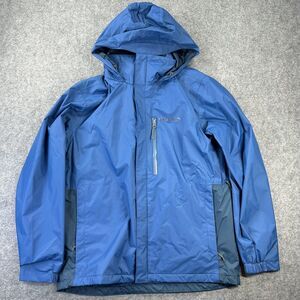 Columbia Jacket Mens Medium Blue Hooded Omni-Tech Waterproof Windbreaker Hiking